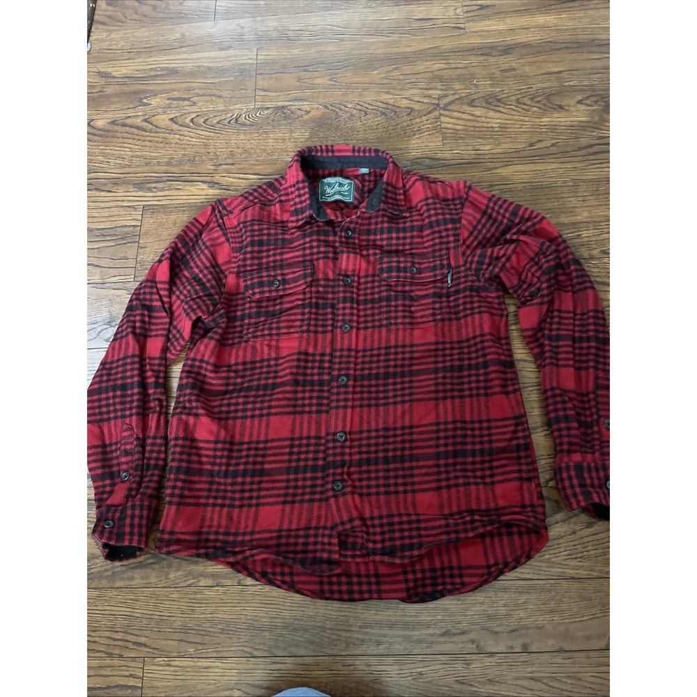 Woolrich Red Black Plaid Flannel Shacket Jacket Pockets Cotton Men's Size Medium